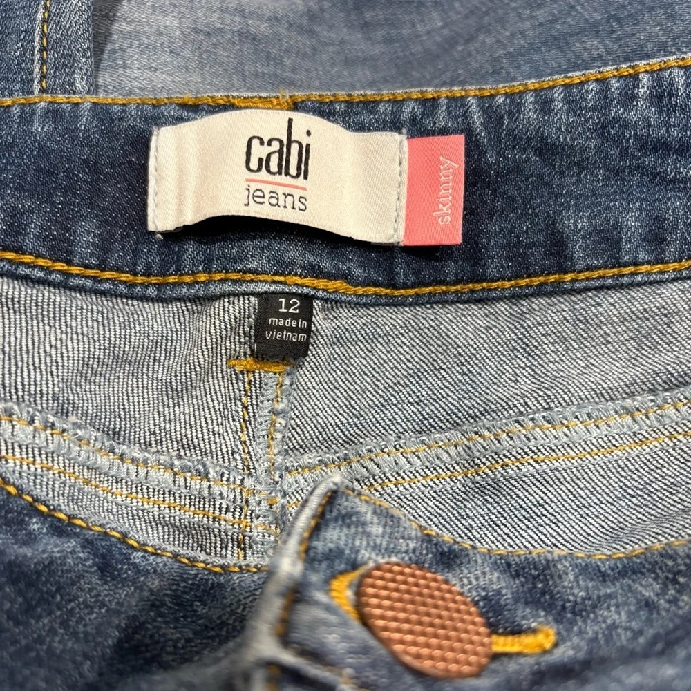 CAbi Women's Straight Leg Skinny Blue Jeans Size 12 - Picture 6 of 6